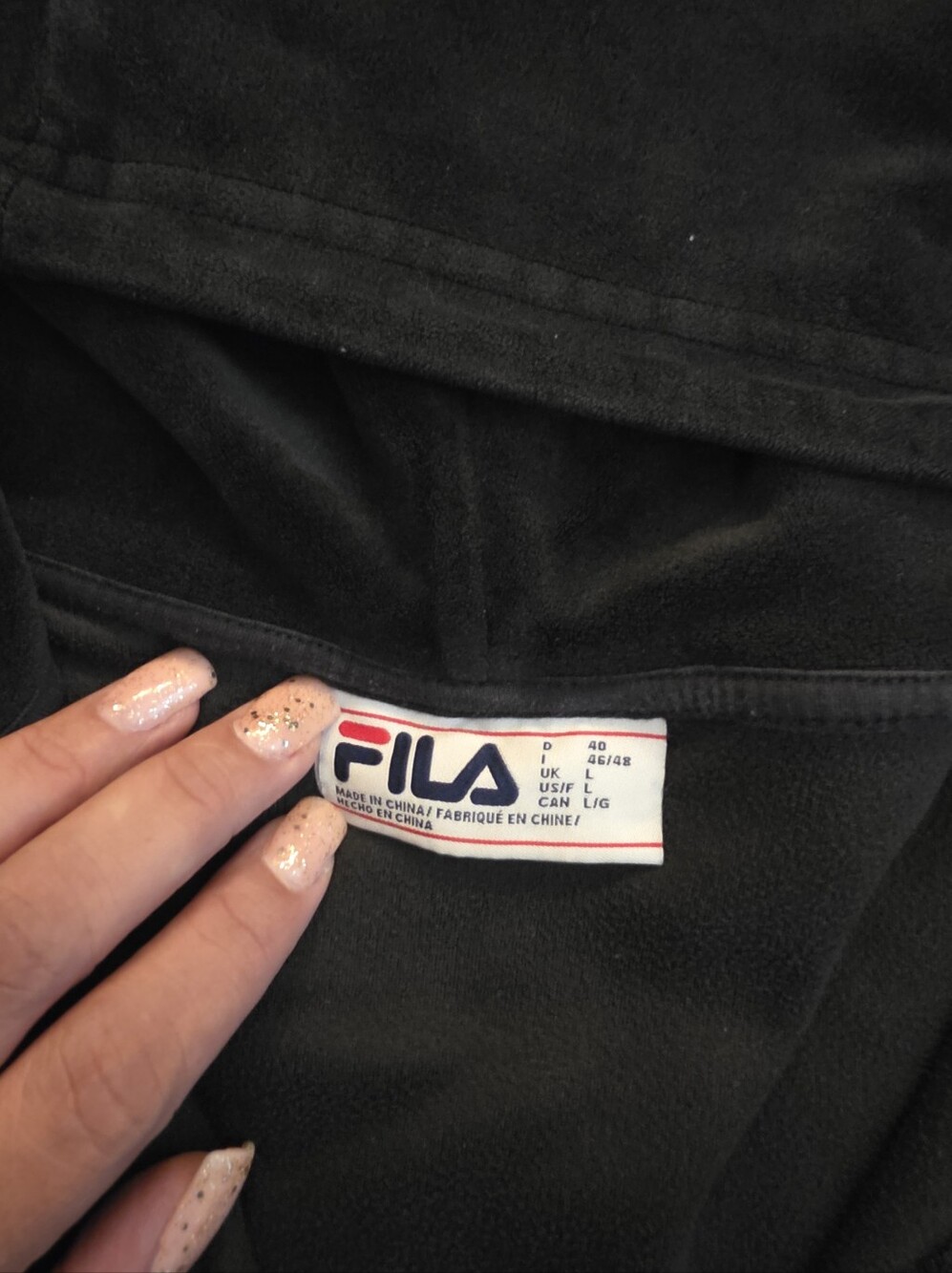FILA Black Velour Half-Zip Hoodie & Slim Joggers Set - Picture 2 of 4